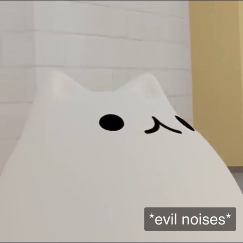 Cat-shaped nightlight with subtitle that says evil noises