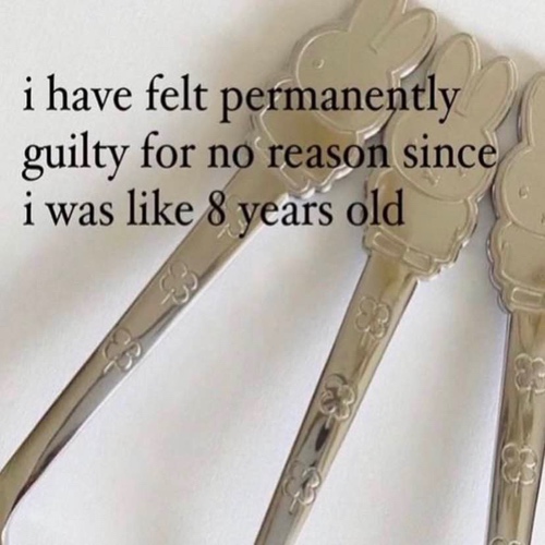 Miffy-shaped spoons with text that says I have felt permanently guilty for no reason since i was like 8 years old