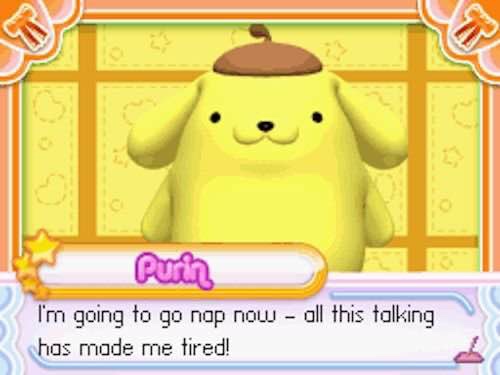 Pompompurin saying I'm going to go nap now all this talking has mode me tired!