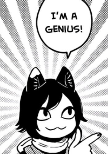 Izutsumi from Delicious in Dungeon smiling with a speech bubble that says I'm a genius!