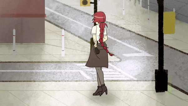 Mai standing from behind