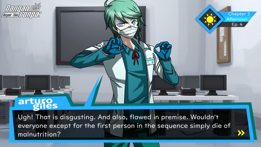 Arturo Giles: Ugh! That is disgusting. And also, flawed in premise. Wouldn't everyone except for the first person in the sequence simply die of malnutrition?